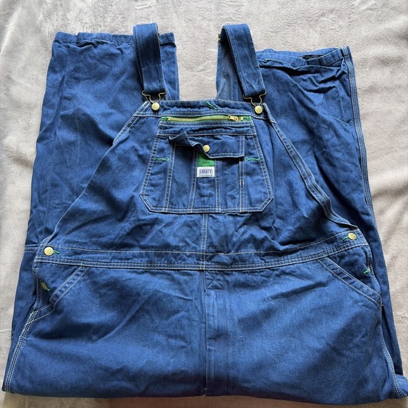 liberty Denim - Vintage Liberty Overalls Men's 50x30 Blue Denim Bib Dungarees Workwear Cotton